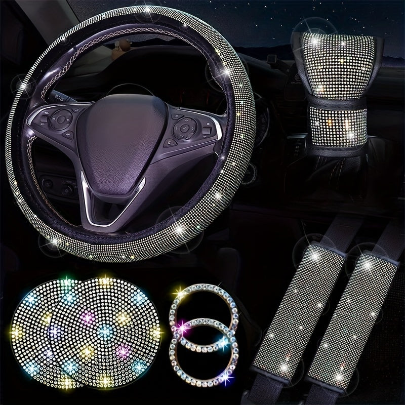8pcs Sparkling Rhinestone Car Interior Decor Set - Fashionable All-Season Accessories For Women Car Accessories For Women Car Accessories Women