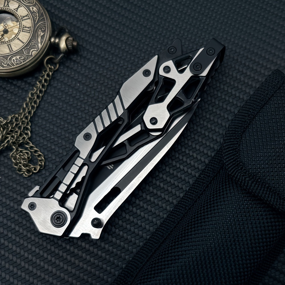 8.3 Inch Mechanical Style Folding Knife Cool Pocket Knife With Clip - Kinematic Pivot Action Tactical EDC Folding Knives For Outdoor Survival, Camping, Hiking, Hunting, Gifts For Men