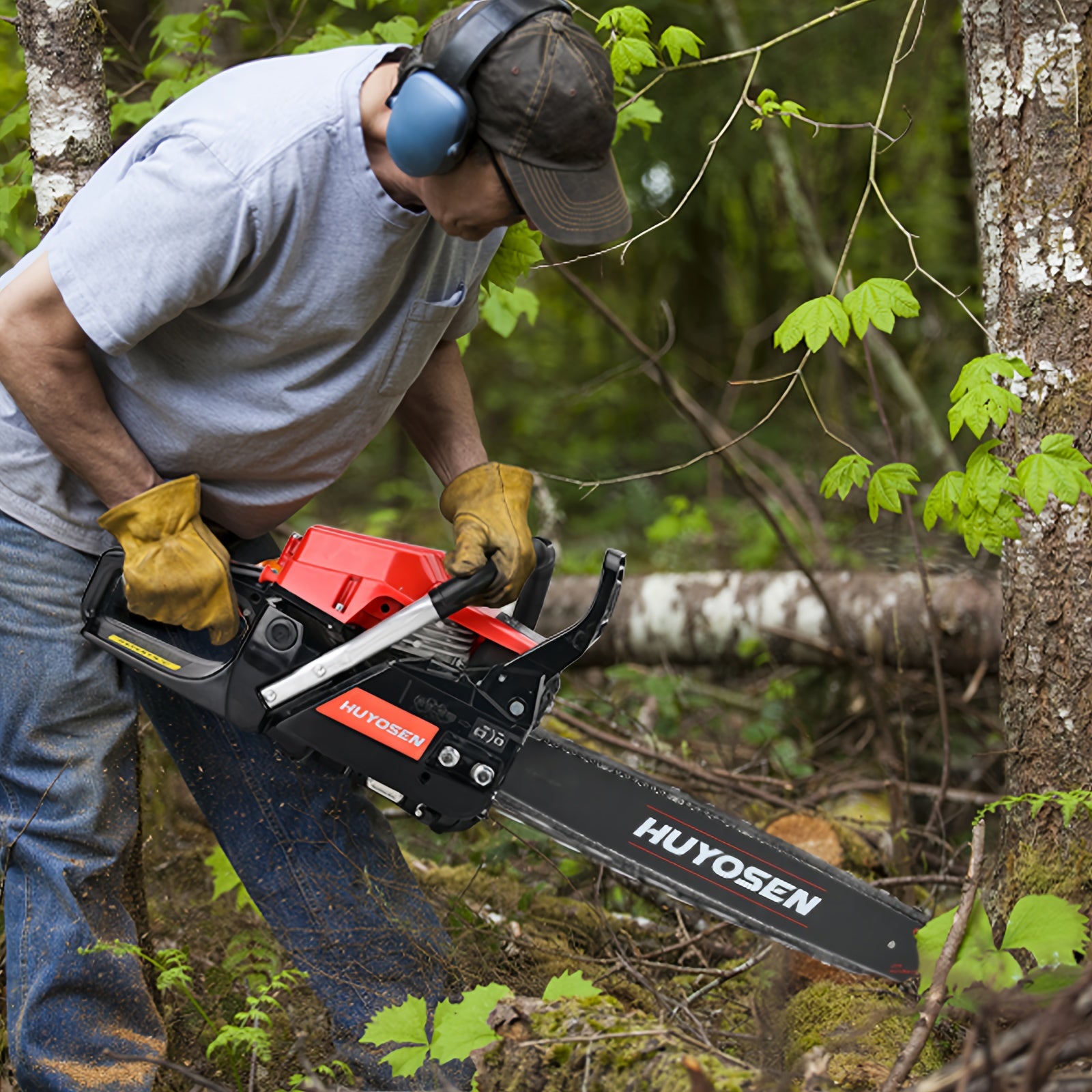 54.6cc 20-Inch Gasoline Chainsaw with 2-Stroke Engine, Automatic Lubrication & Ergonomic Handle - Heavy-Duty Metal Construction for Efficient Wood Cutting & Tree Trimming - Ideal for Outdoor Garden, Farm, Home Use - Perfect F