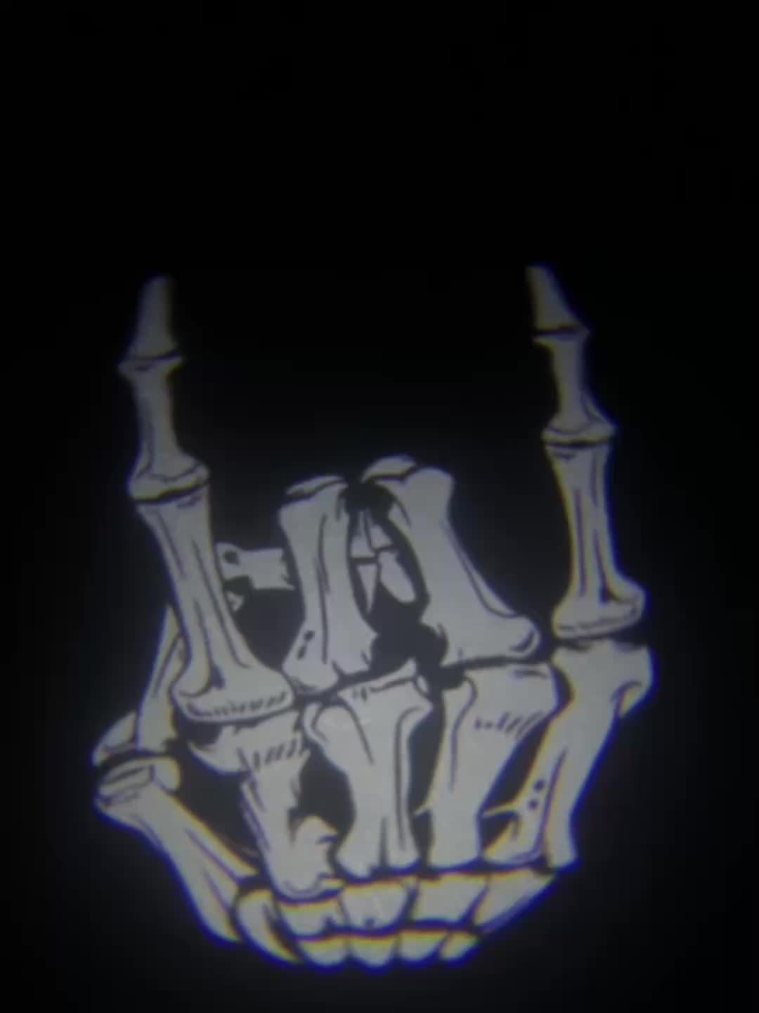 Arm Skull Finger Pattern Car Door Welcome Projector LED Shadow Light, Arm Skull Finger Car Accessories, Arm Skull Finger Gifts, Skull Skeleton Bone Middle Finger, Car Welcome Lights, Christmas Car Decoration, Suitable for All