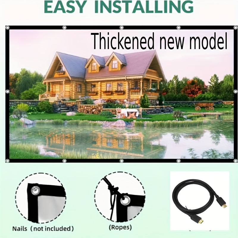 120/100/84 Inch Portable Foldable Wrinkle-Resistant Projection Screen with Carry & Stands - 16:9 Widescreen HD Clarity for Home Theater, Outdoor Movies, Office, Gaming - Lightweight Durable Indoor/Outdoor Projector Screen (No