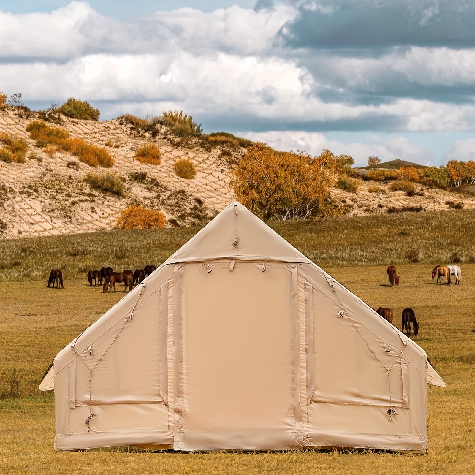 Inflatable camping tent large family camping tents instant glamping tent 4 season windproof outdoor blow up tent fishing party