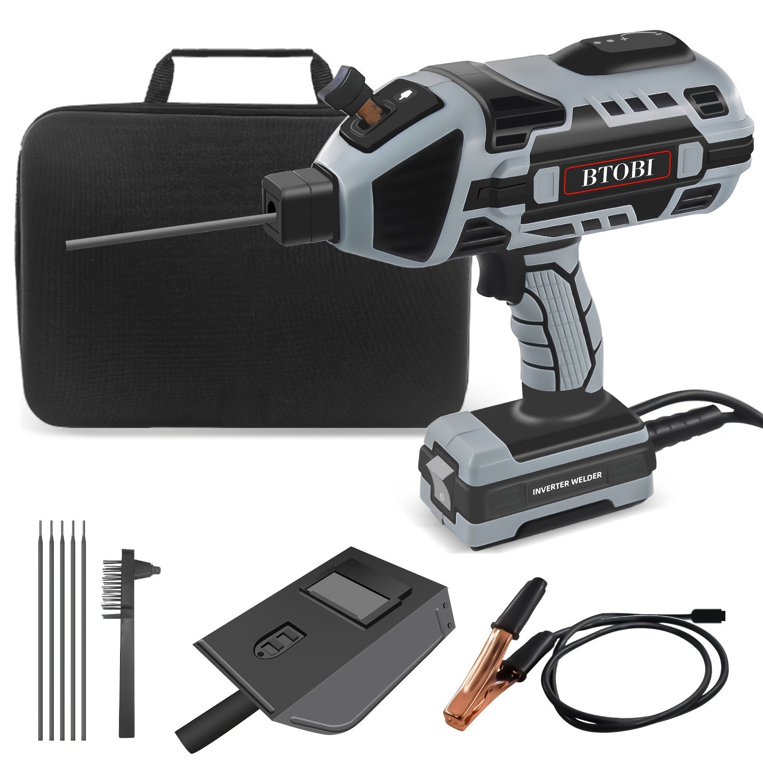 1pc Portable Welding Machine, 110V Handheld Arc Welder With IGBT Inverter, Variable Current Control, Portable ARC Welding Gun For 3/32"-1/8" Rod, Welding Kit With Carrying Case