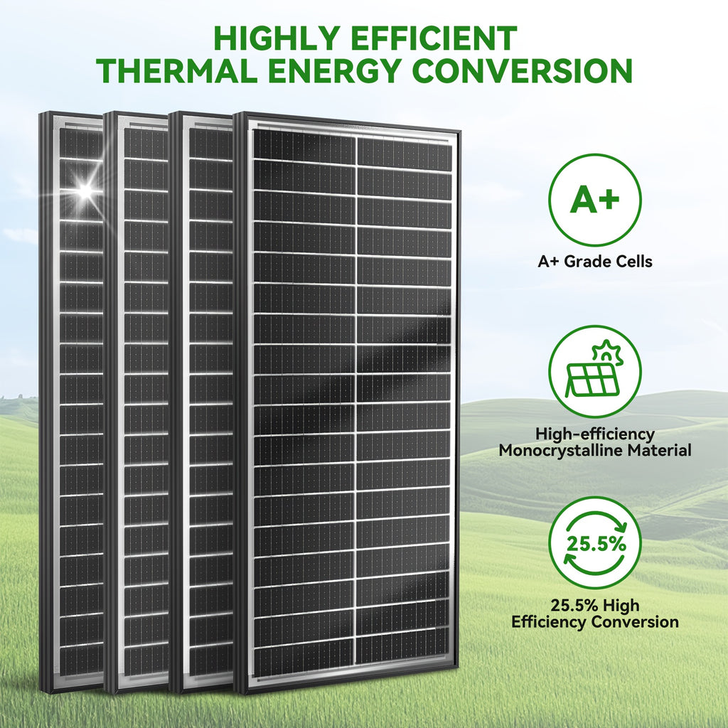 400Watt Bifacial Solar Panels 12V Monocrystalline 4pcs 100W Double Sided Board Solar Systems 25.5% High-Efficiency Module PV Power for Home Rooftop, Camping, Boat, Shed Farm, RV 100W*4