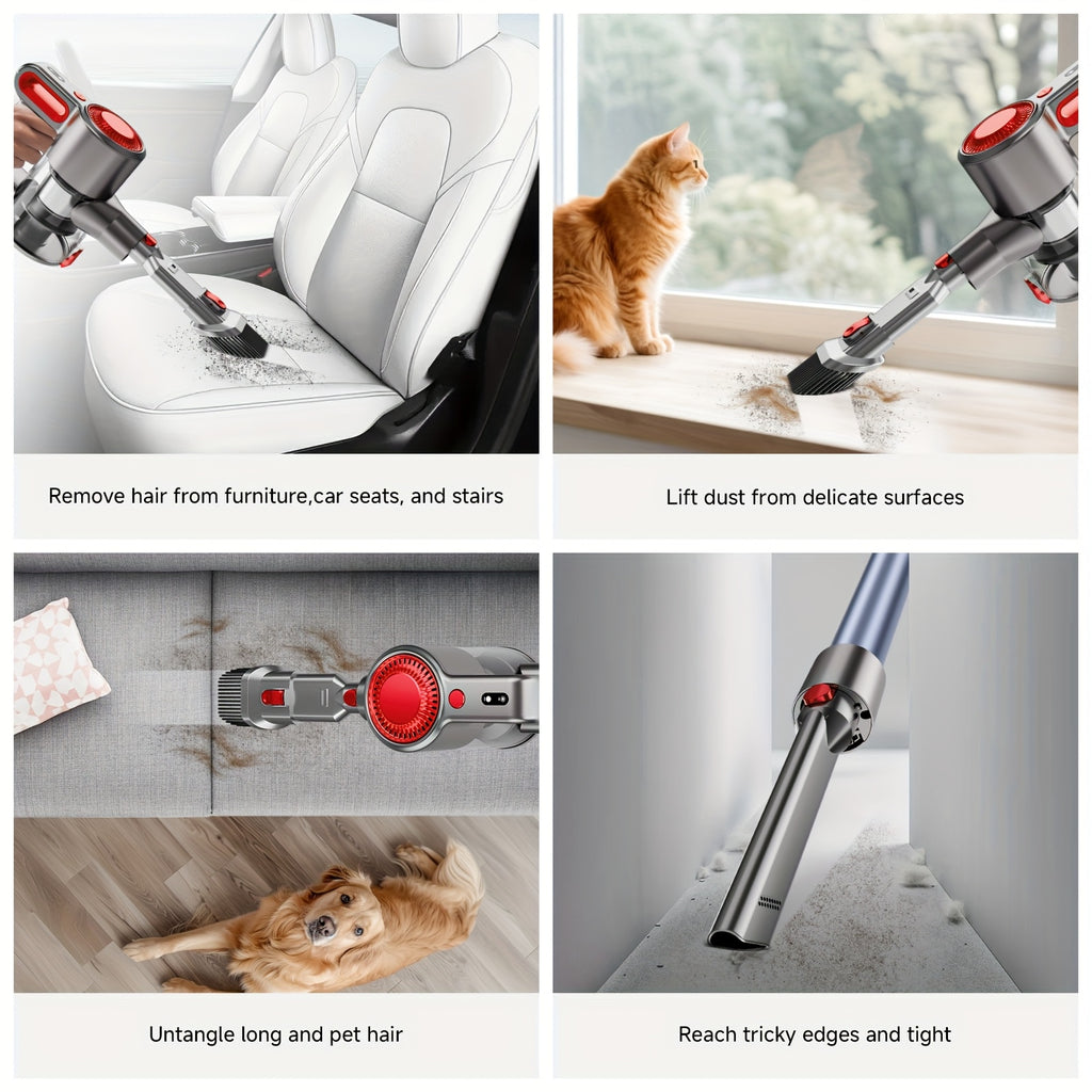 55-70 KPA Lightweight Vacuum Cleaner with Upgraded Green LED, Anti-tangle Brush, Removable Battery, Multiple Suction Levels, Up to 45 Minutes Of Battery Life, Women's Car Accessories, Vacuum Cleaner for Carpets, Pet Hair, And