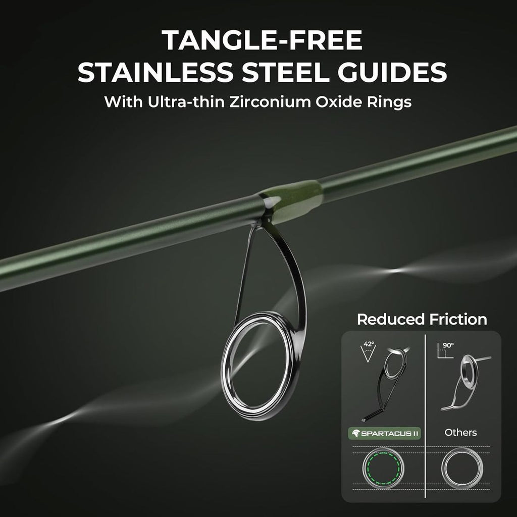 KastKing Spartacus II Twin-Tip Fishing Rod and Reel Combo, Spinning & Casting Combo, Fishing Poles and Reels Combo, KastFlex IM6 Graphite Blanks, 2pcs Rods with Extra Tip, Fishing Rod Cover, Mini Fishing Rod, Freshwater Fishi