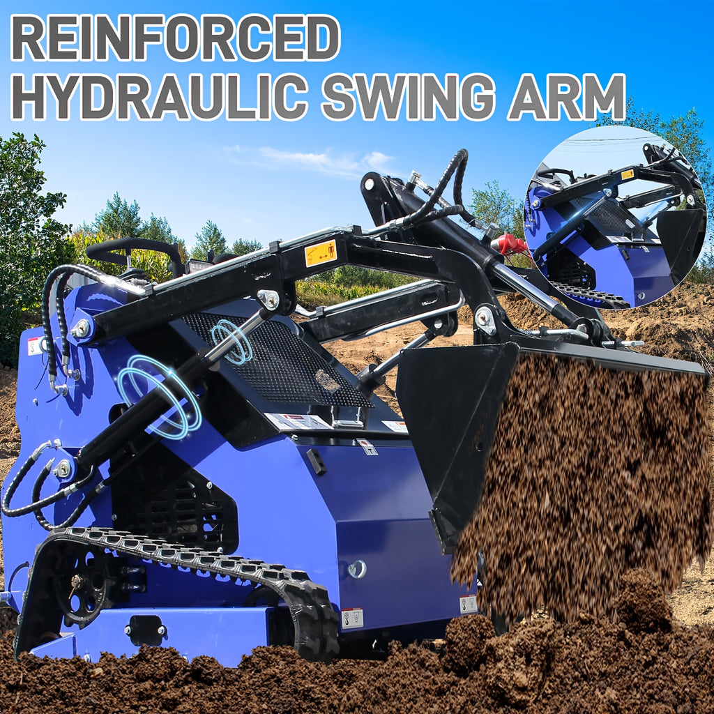 Free Shipping 23HP Stand-On Skid Steer Loader with Dual Bars, Radiator, Two Attachments, Tracks, EPA Engine for Tough Terrain and Garden Maintenance - Digger US Warehouse, Agricultural Machinery, Construction Equipment, Rugge