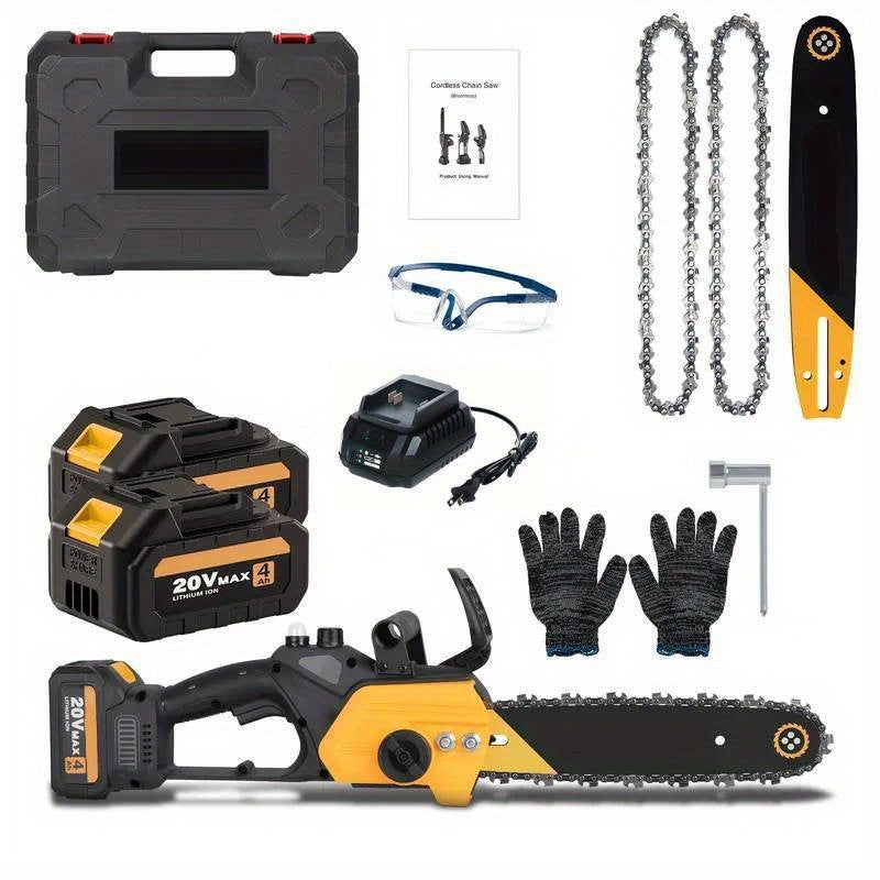 Mini Chainsaw Cordless, 6/12 Inch Handheld Electric Portable Power Chainsaw, 2 Rechargeable Batteries And Toolbox, Tree Trimming Wood Working & Cutting. Courtyard, Household, Survival Outdoor Tools. Gardening Supplies & Equip