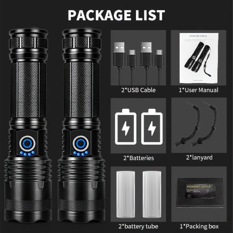 LYLTING 800-1200 High Lumens, Rechargeable Super Bright Flashlights with 5 Modes, Durable Aluminium Alloy Camping Gear And Equipment, Survival Tools, Hunting Torch for Man, Flashlight for Home Camping Hiking Emergency(2pcs/1p