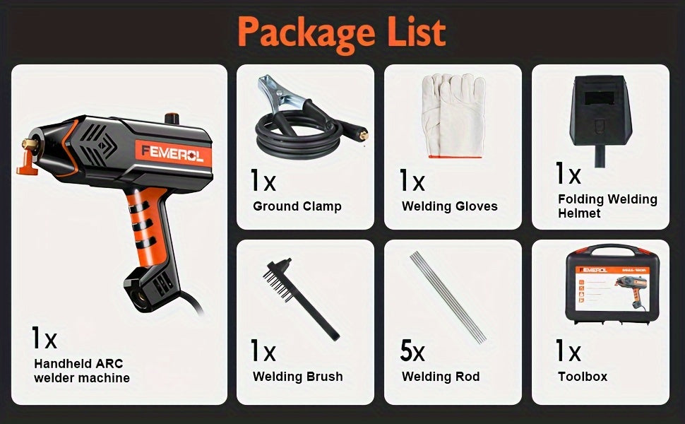 FEMEROL Welding Machine 110V Handheld Welder 120A Portable Stick Welder Hand Held Welder Machine IGBT Inverter Digital Display With Welding Tool Set And Toolbox