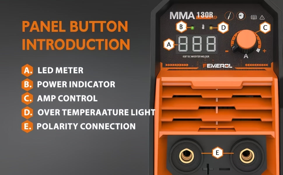 FEMEROL 130A Stick Welder, Mini And Portable MMA Welder Hot Start 110V ARC Welding Machine Digital Display IGBT Inverter Welder