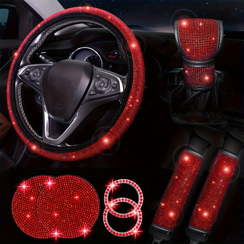 8pcs Sparkling Rhinestone Car Interior Decor Set - Fashionable All-Season Accessories For Women Car Accessories For Women Car Accessories Women