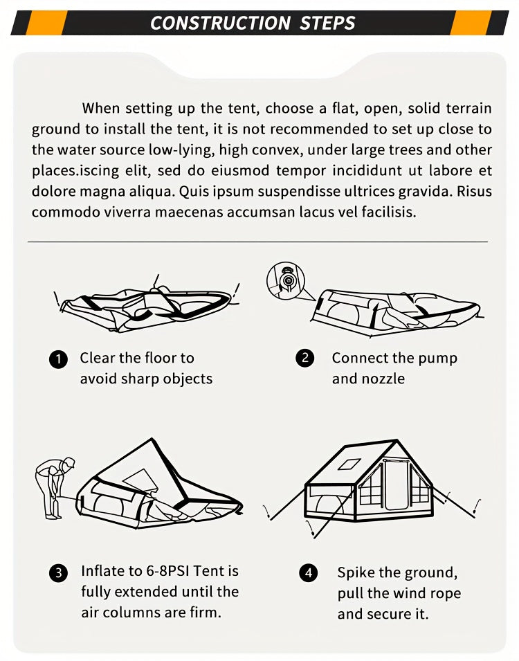 8-10 Person Inflatable Camping Tents, 129 SqFt Large Air Tent, Winter Blow Up Tent with Stove Pipe Port, 4-Season Glamping Tent with Large Mesh Windows& Zipper Closure, for Couples, Group And Family