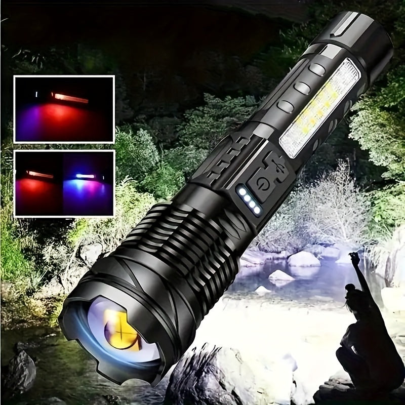 [1pc Super Powerful Torch Light] Super Powerful Rechargeable Torch Flood Light | 1pc for Outdoor Camping, Fishing, Hunting, Climbing, Adventure Emergency | Christmas Gift