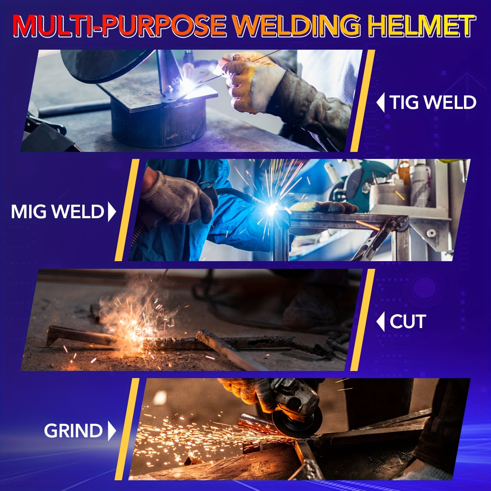 TRQWH Welding Helmet Auto Darkening - Large Viewing True Color Solar Powered Welding Hood With 4 Arc Sensor Adjustable Wide Shade Welder Mask For TIG MIG ARC Weld Plasma Cut Grinding