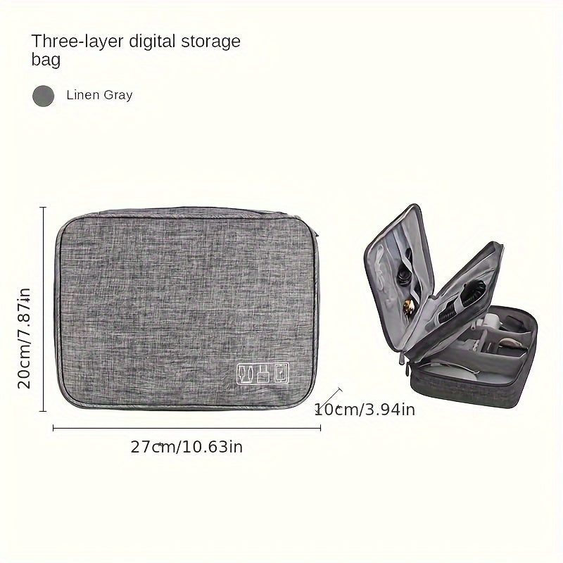 Electronics Organizer Travel Case, Water Resistant Cable Organizer Bag for Travel Essentials, Tech Gifts for Men, Storage Bag as Accessories for Phone, Cord, iPad