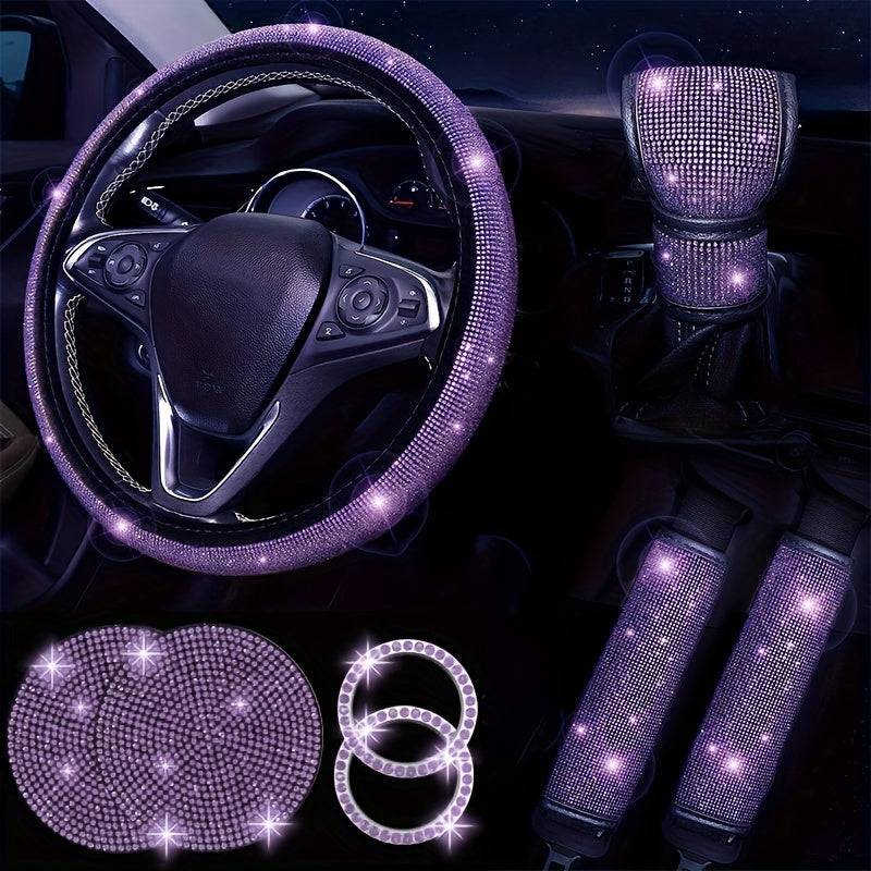 8pcs Sparkling Rhinestone Car Interior Decor Set - Fashionable All-Season Accessories For Women Car Accessories For Women Car Accessories Women