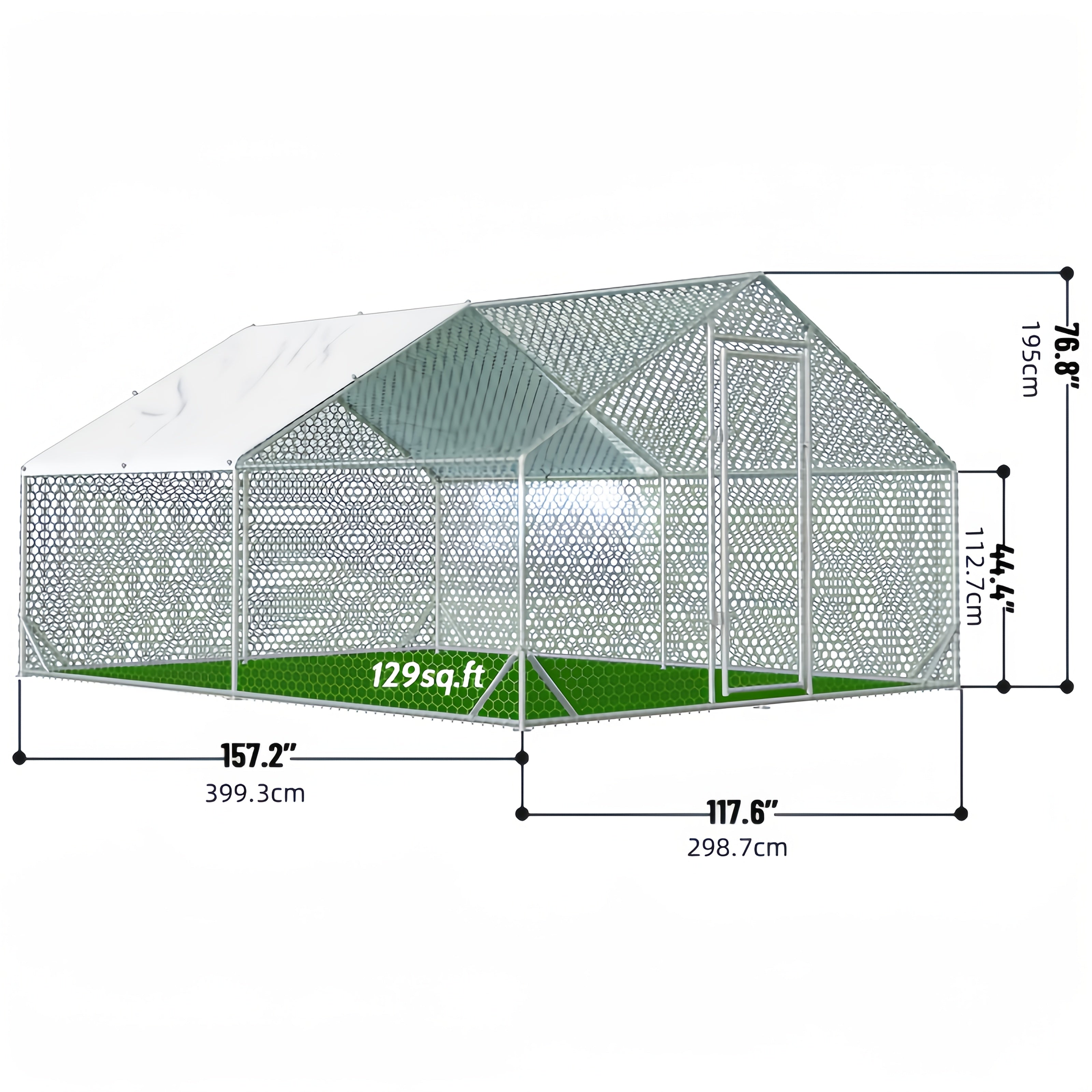 Large Metal Dog Cage & Chicken Coop with Walk-In Access, Spire Roof & Anti-UV Cover - Durable Outdoor Poultry Pen for Backyard Farm, Small Animals, Dogs - Weather-Resistant Design, Weatherproof Construction, Chicken Coop Acce