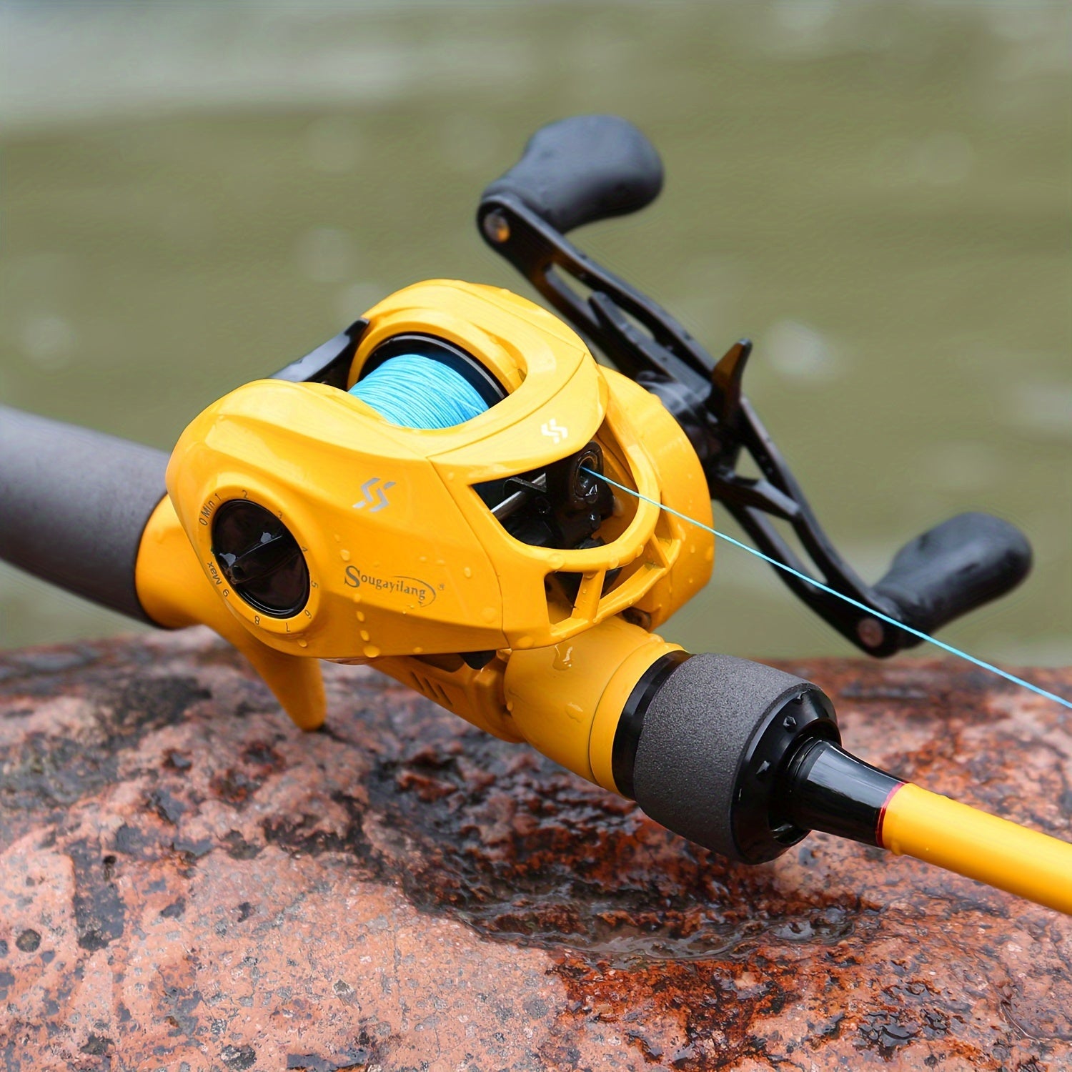 Sougayilang Baitcaster Combo, 2 Pieces Fishing Poles With 7.1:1 Gear Ratio Comfort EVA Grip Handle Reel Baitcasting Fishing Combo