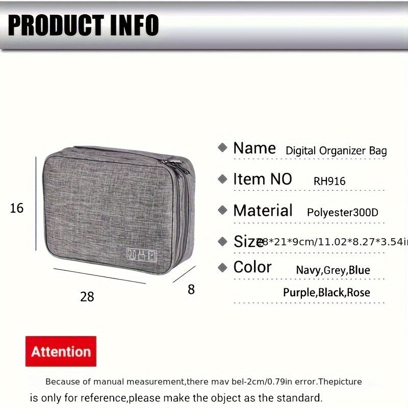 Electronics Organizer Travel Case, Water Resistant Cable Organizer Bag for Travel Essentials, Tech Gifts for Men, Storage Bag as Accessories for Phone, Cord, iPad