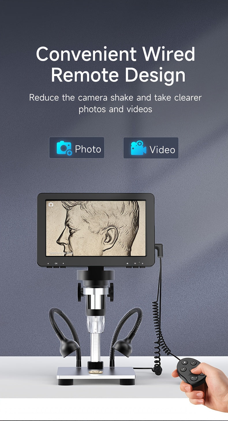 Rievbcau 7-Inch Hd Digital Microscope With 1200X Magnification - Perfect For Electronics Repair & Photography