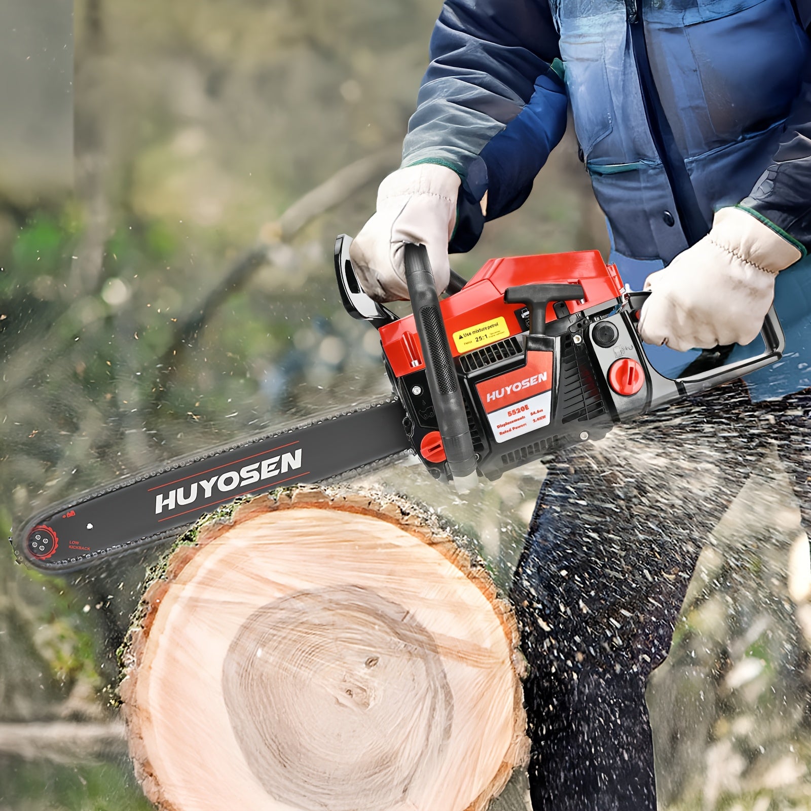 54.6cc 20-Inch Gasoline Chainsaw with 2-Stroke Engine, Automatic Lubrication & Ergonomic Handle - Heavy-Duty Metal Construction for Efficient Wood Cutting & Tree Trimming - Ideal for Outdoor Garden, Farm, Home Use - Perfect F