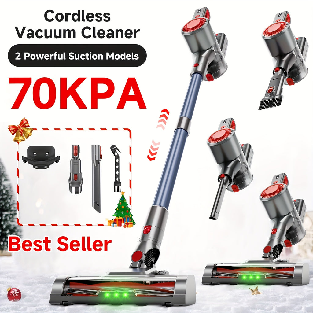 55-70 KPA Lightweight Vacuum Cleaner with Upgraded Green LED, Anti-tangle Brush, Removable Battery, Multiple Suction Levels, Up to 45 Minutes Of Battery Life, Women's Car Accessories, Vacuum Cleaner for Carpets, Pet Hair, And