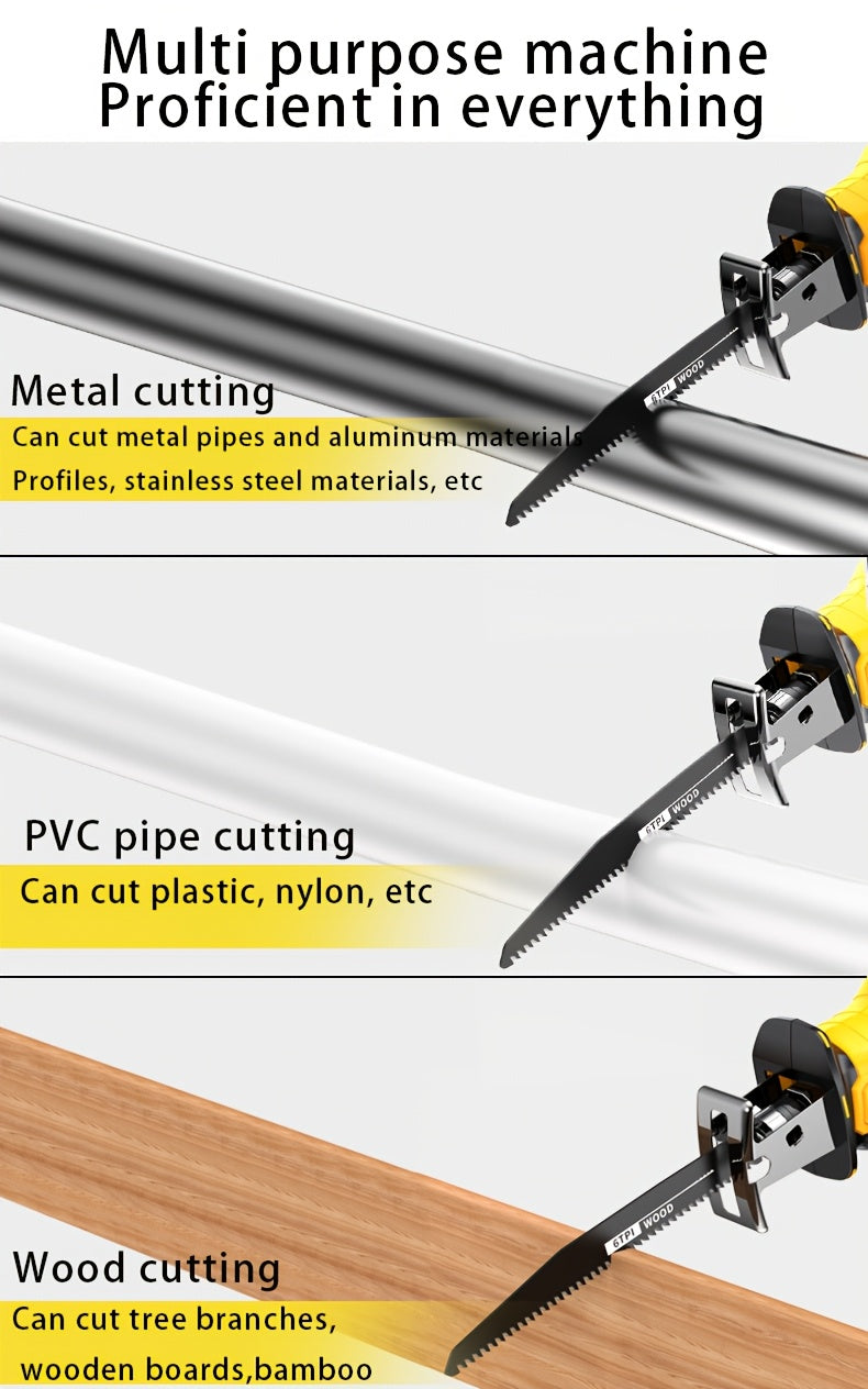 Lithium Electronics, Electric Cordless Saw, Cordless Saw Blade, Cordless Reciprocating Saw, Suitable For Home And Outdoor Use, Suitable For Electric Reciprocating Saw, Cutting Trees, PVC, Thin Wood Boards And Soft Metal Wood.