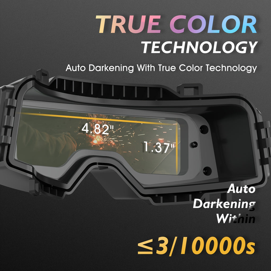 TOOLIOM Welding Goggles Auto Darkening, True Color & Detachable Eye Protection Safety Goggles Face Shield Helmet Welding Glasses Welder Mask For Grinding Plasma Cutting TIG MIG ARC